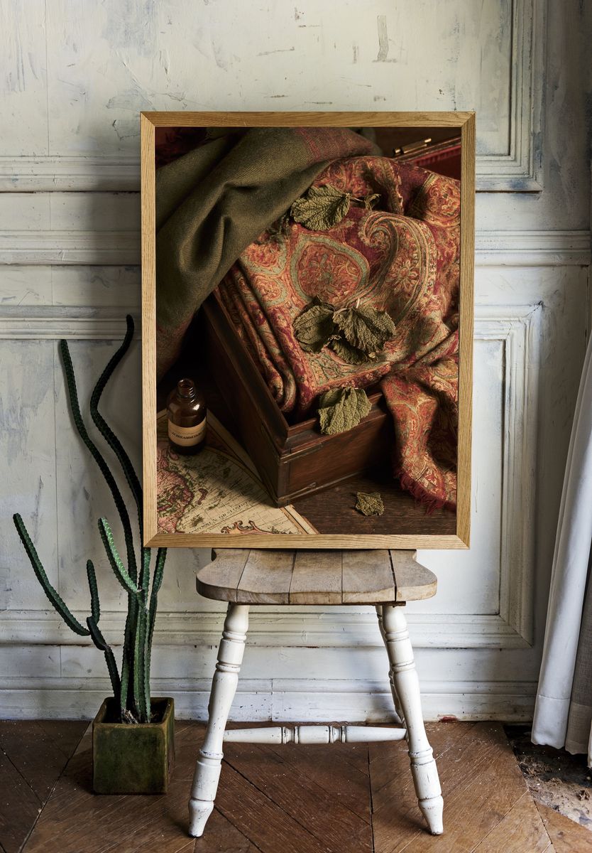 Vintage Still Life with Map Poster. room preview