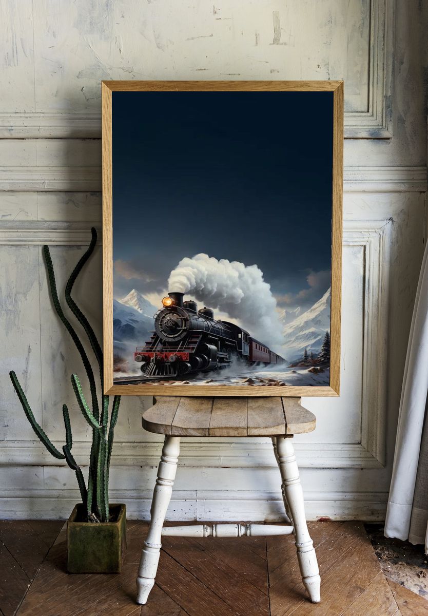 Vintage Steam Train — Art Print. — room view 1