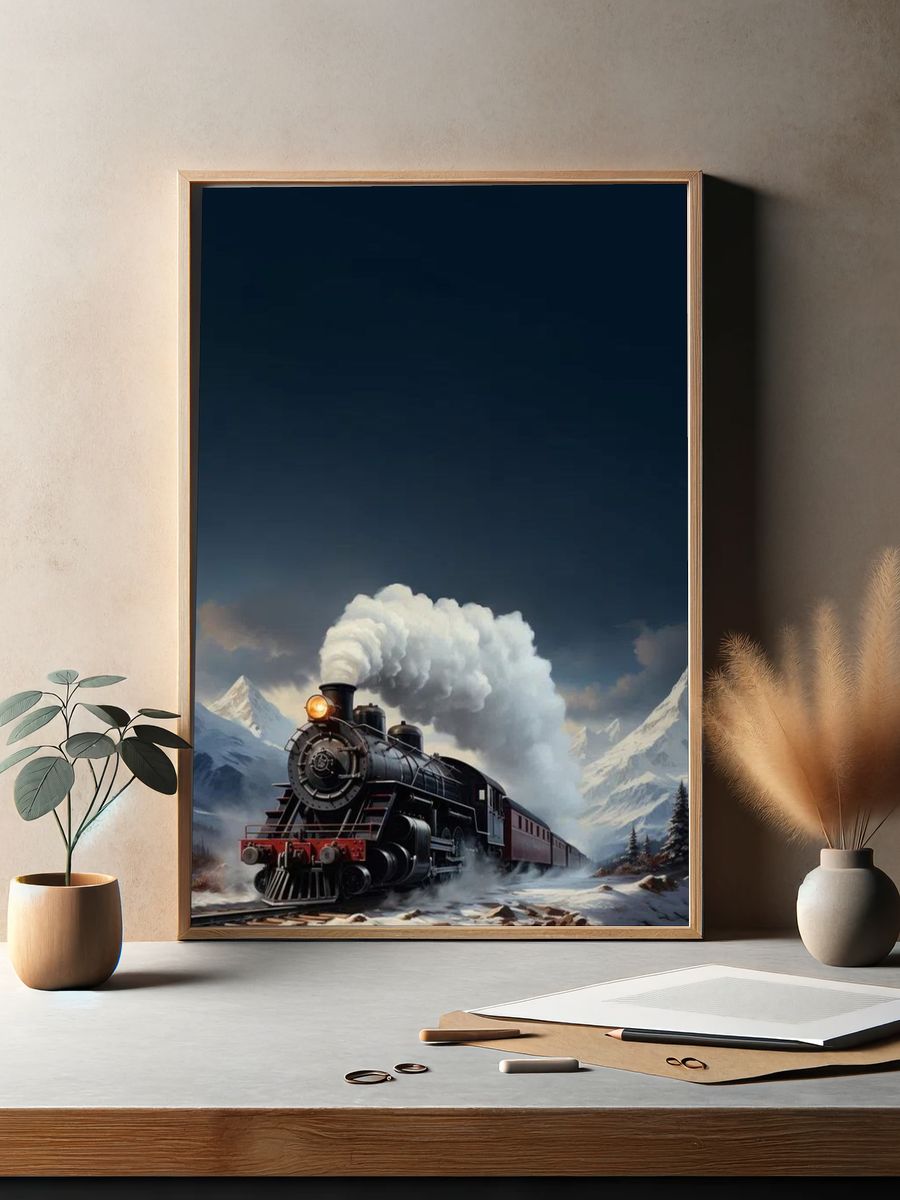 Vintage Steam Train — Art Print. — room view 2