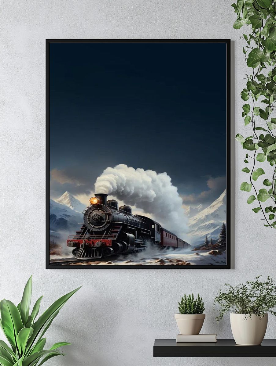 Vintage Steam Train — Art Print. — room view 4