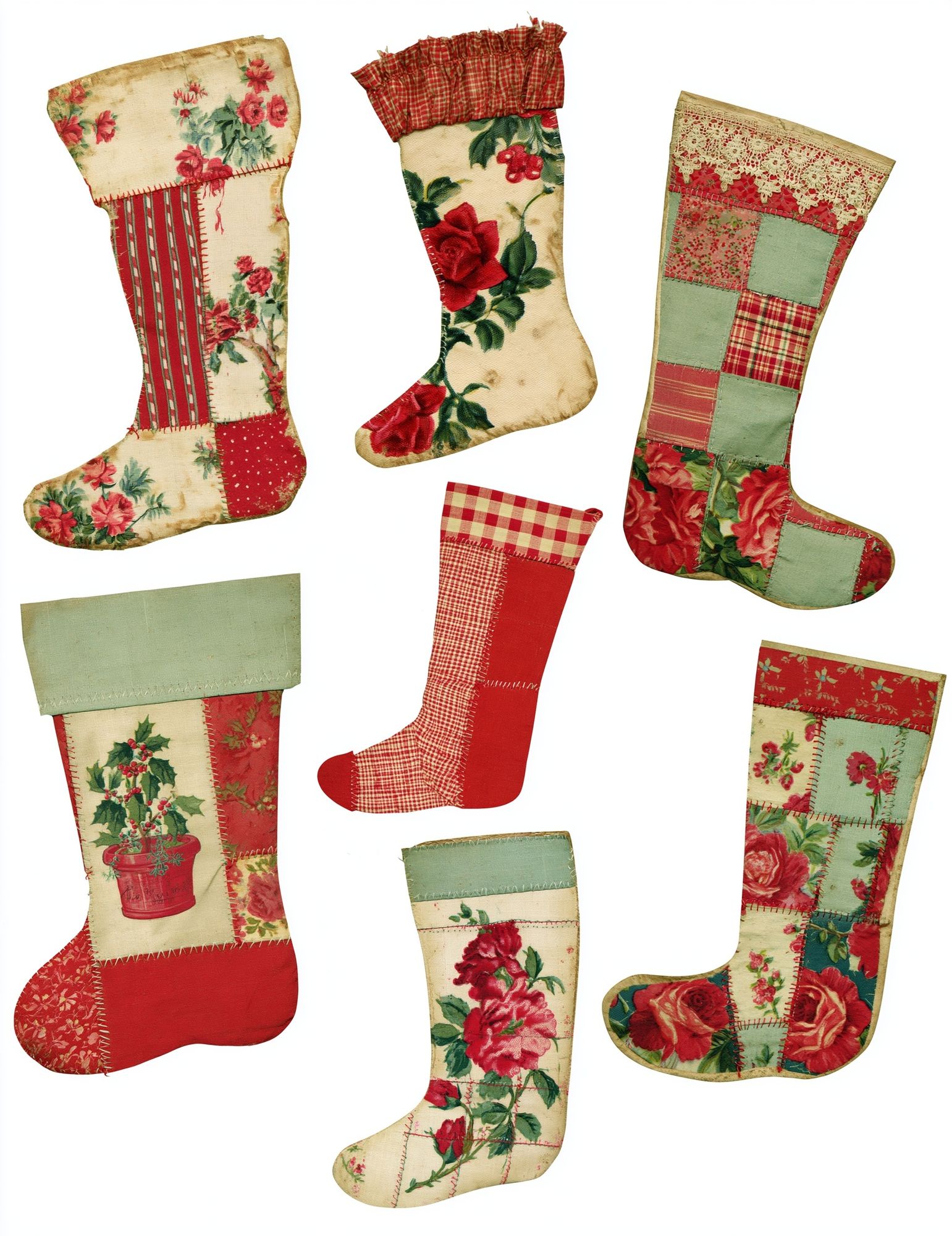 Vintage Patchwork Stockings Poster. poster — vintage art