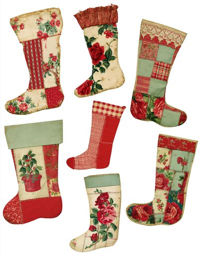 Vintage Patchwork Stockings Poster. poster
