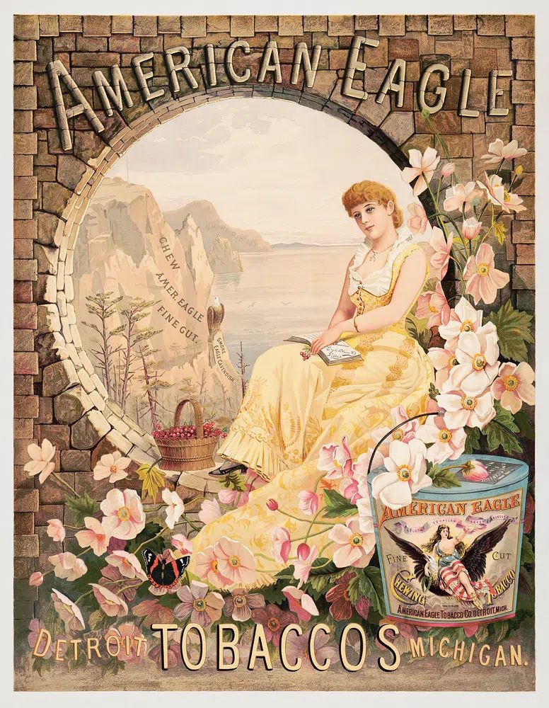 American eagle, chew American eagle. poster — vintage art