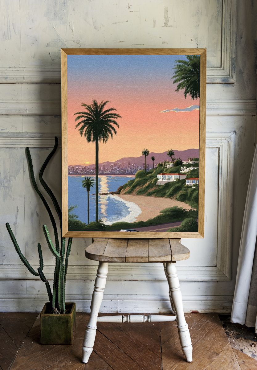 Coastal Sunset Drive — Vintage Print. — room view 1