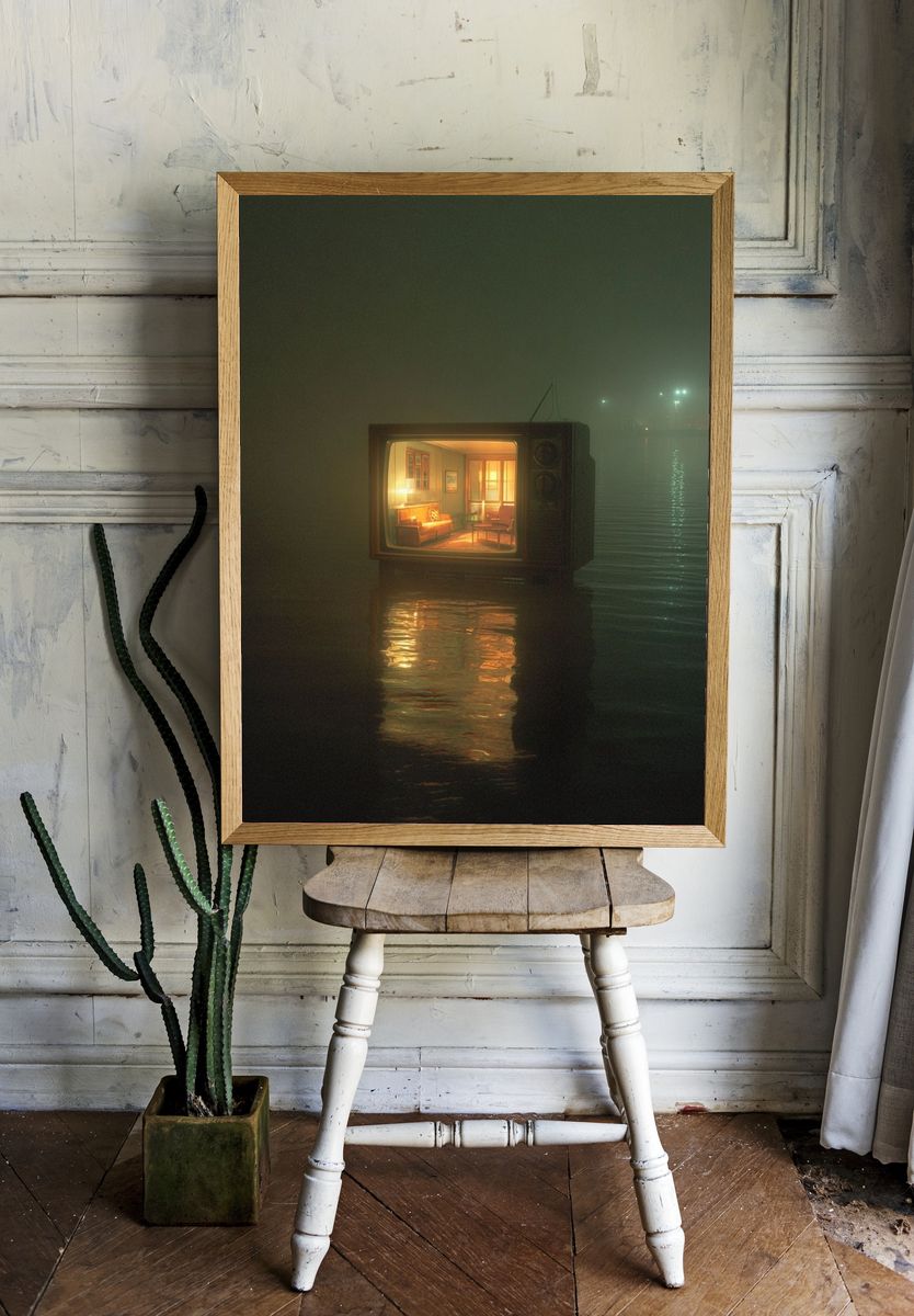 Vintage Television in Fog — Surreal Print room preview