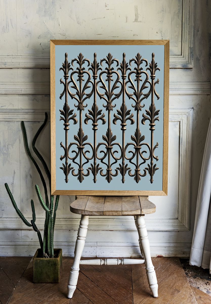 Ornate Ironwork — Vintage Print. — room view 1