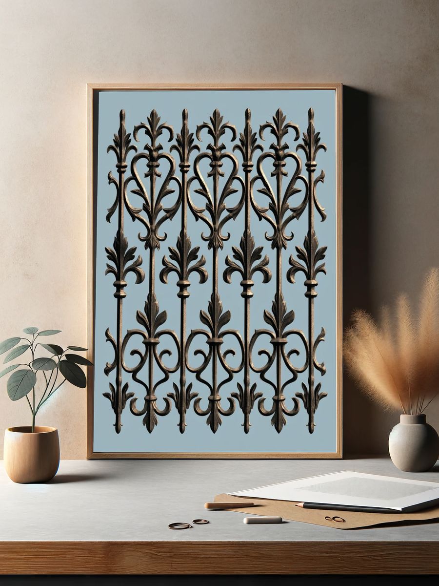 Ornate Ironwork — Vintage Print. — room view 2
