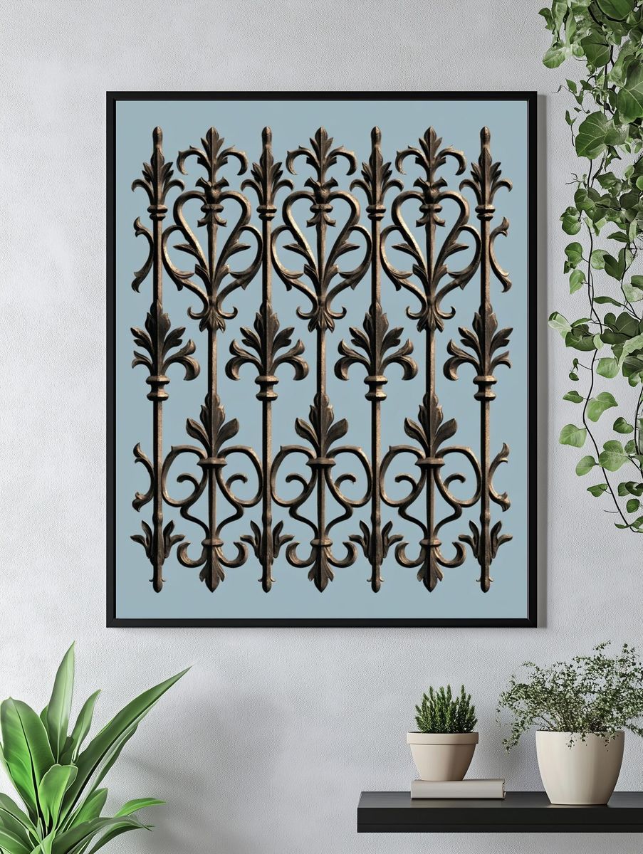 Ornate Ironwork — Vintage Print. — room view 4