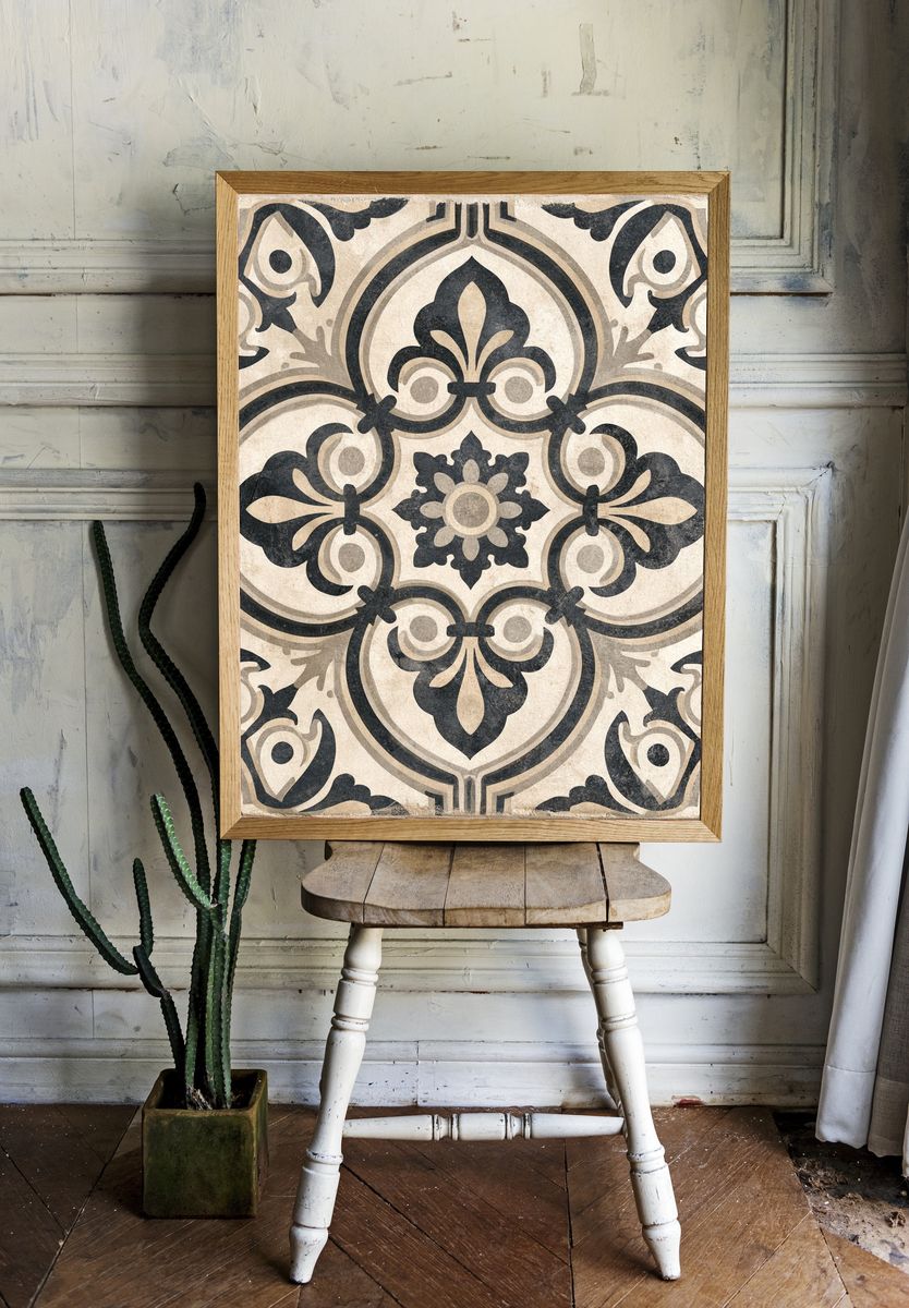 Ornate Tile Pattern Print. room preview
