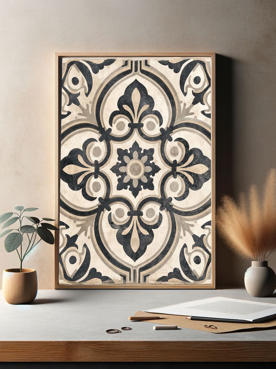 Ornate Tile Pattern Print. — room view 2