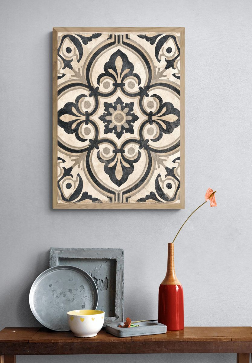 Ornate Tile Pattern Print. — room view 3