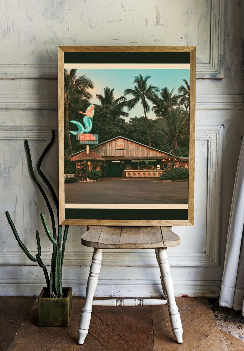 Tropical Tiki Bar Vintage Poster. room preview