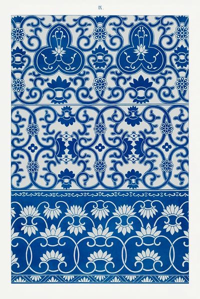 Blue Tile Pattern Vintage Print. poster