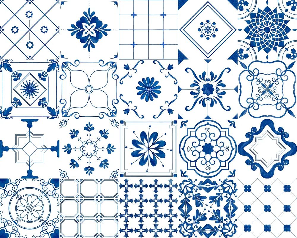 Illustration of tiles textured pattern. poster detail