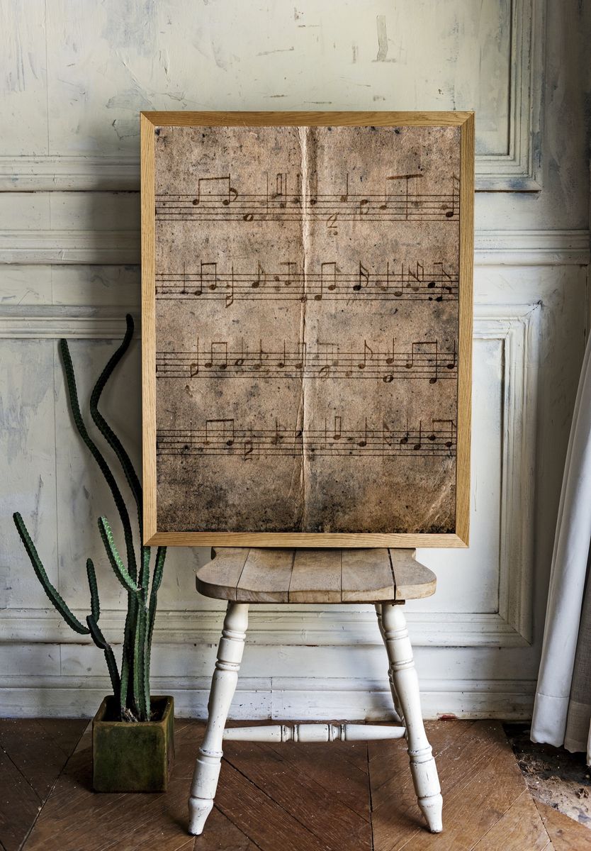 Vintage Sheet Music Texture Poster. — room view 1