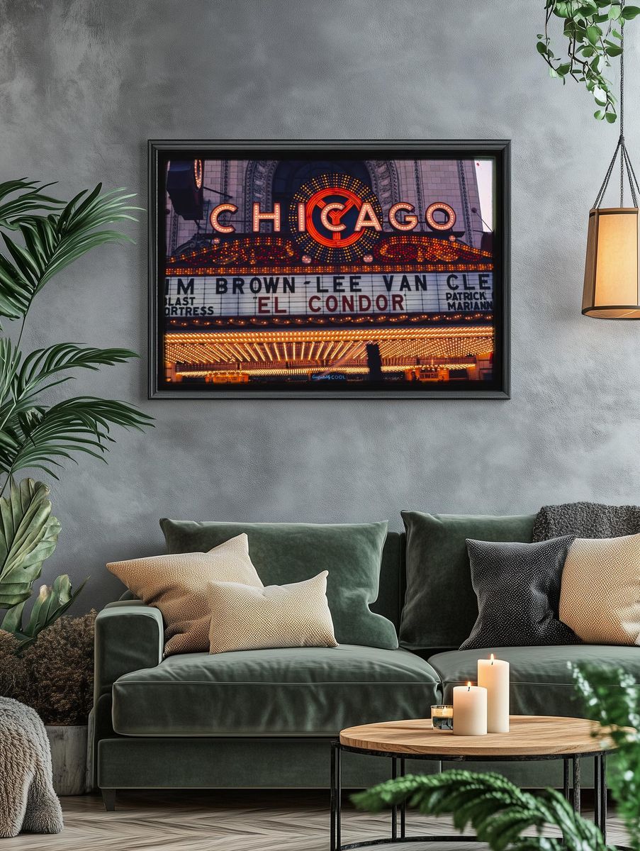 Chicago Theater Marquee — Vintage Print. — room view 4