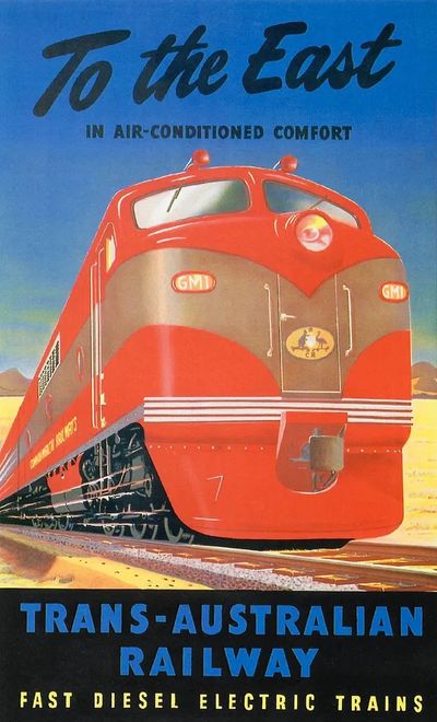 Trans-Australian Railway Vintage Poster.