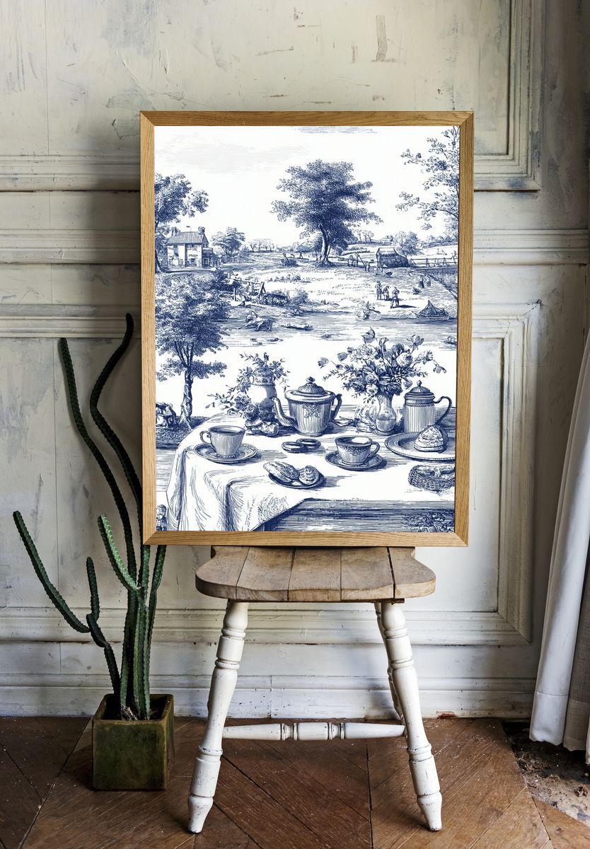 Tea Time in the Countryside — Vintage Print. — room view 1