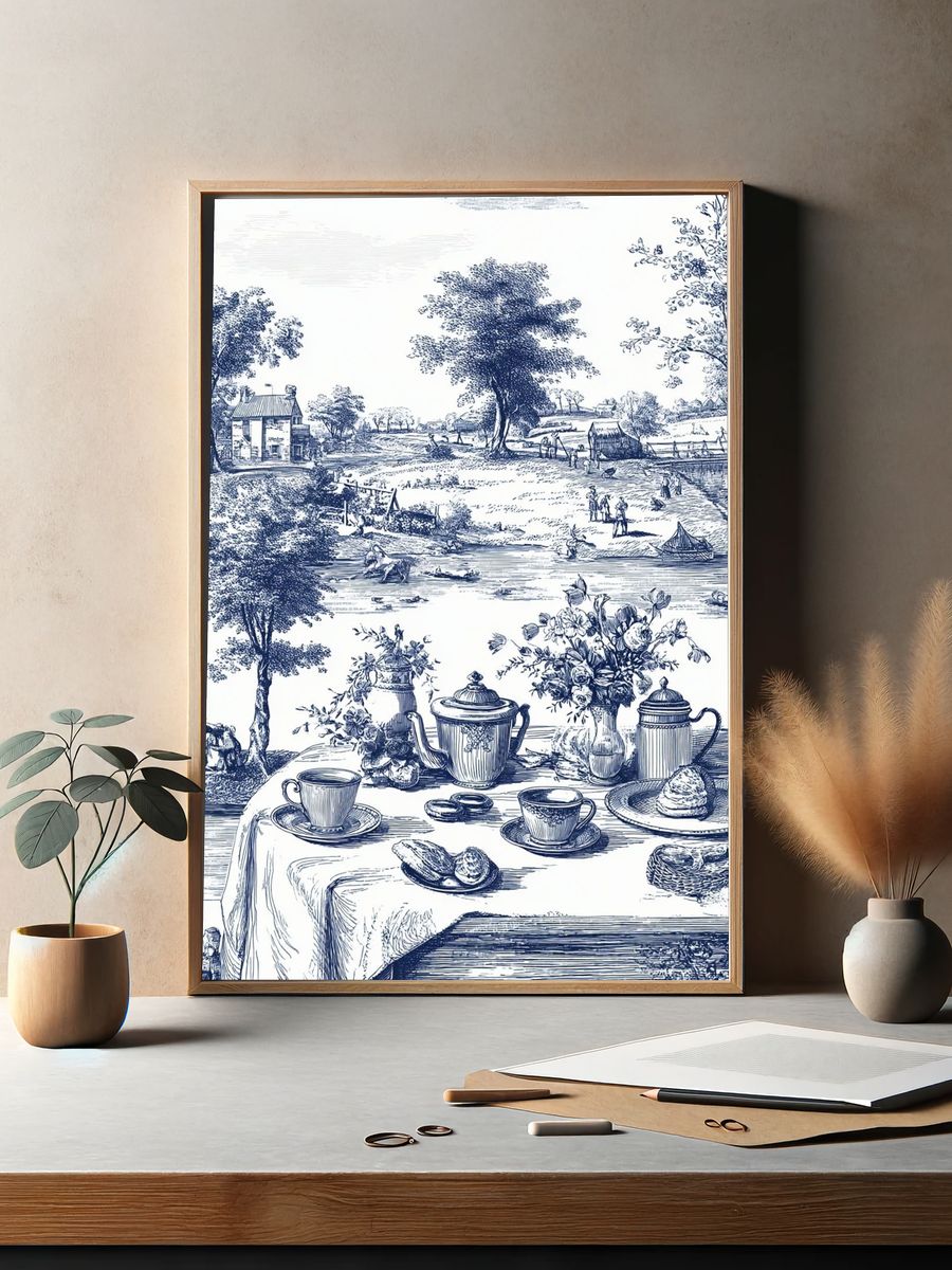 Tea Time in the Countryside — Vintage Print. — room view 2