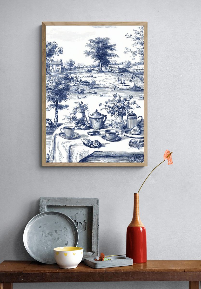 Tea Time in the Countryside — Vintage Print. — room view 3