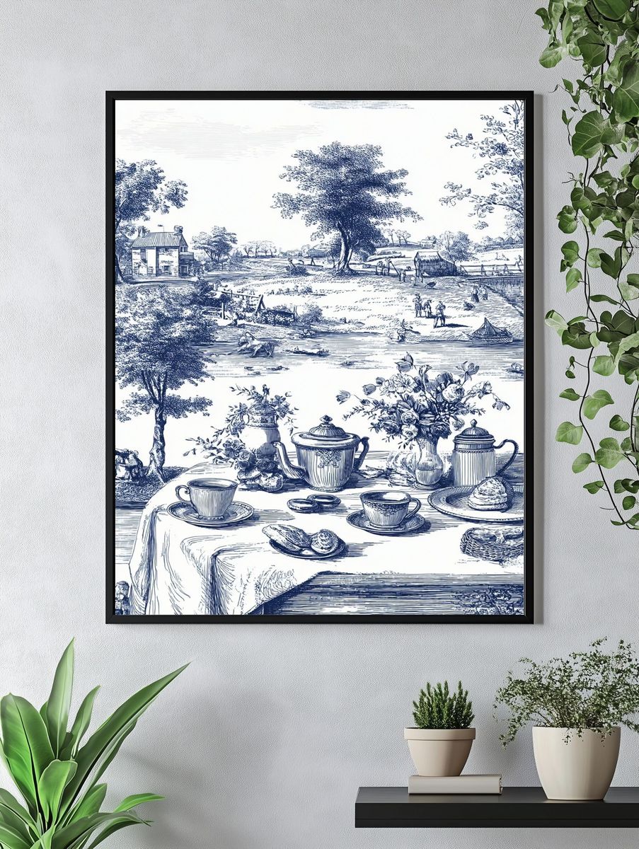 Tea Time in the Countryside — Vintage Print. — room view 4
