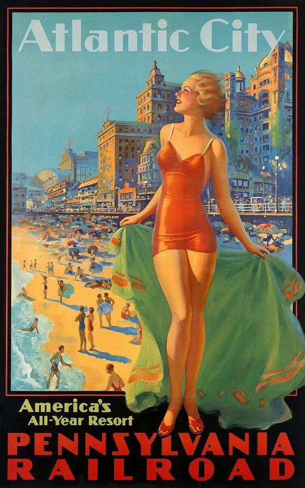 Atlantic City Vintage Travel Poster. poster — vintage art
