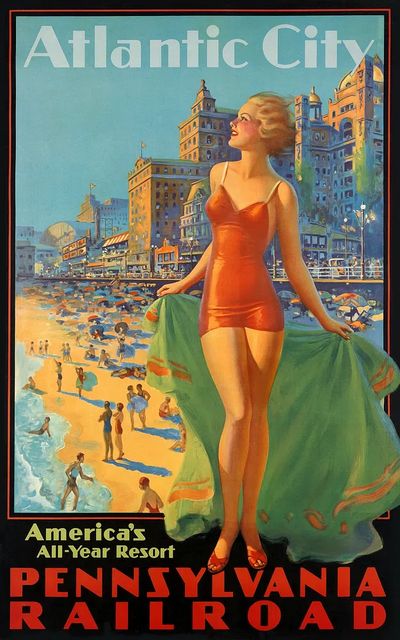 Atlantic City Vintage Travel Poster.