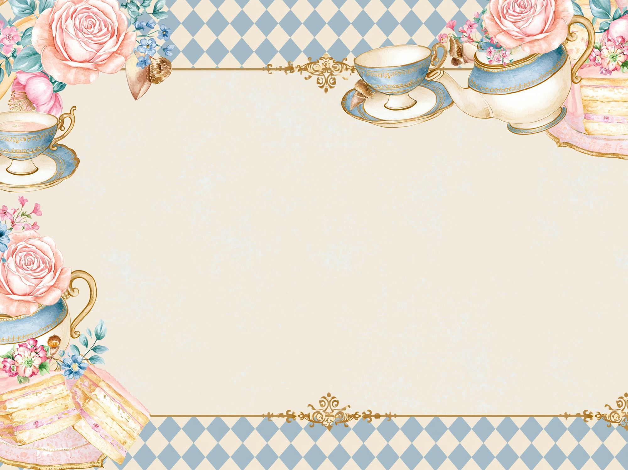 Vintage Tea Party Floral Print. poster detail