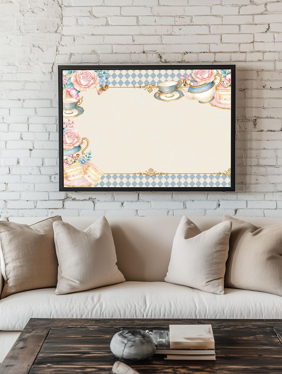 Vintage Tea Party Floral Print. — room view 1