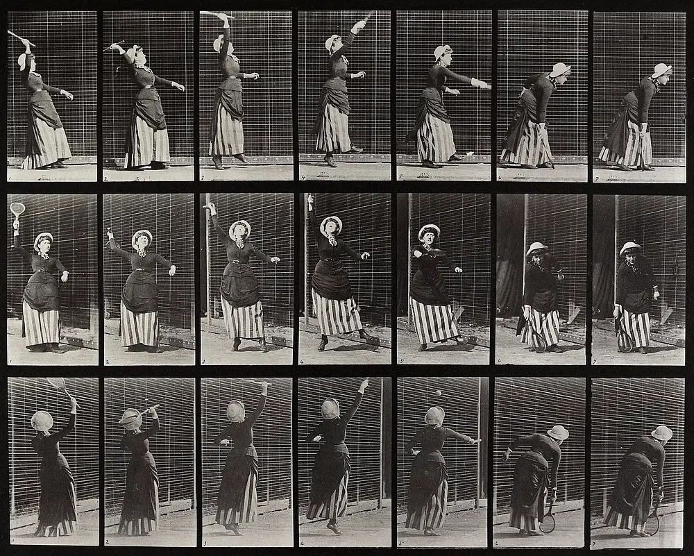 Vintage Tennis Player Motion Study Poster. poster detail