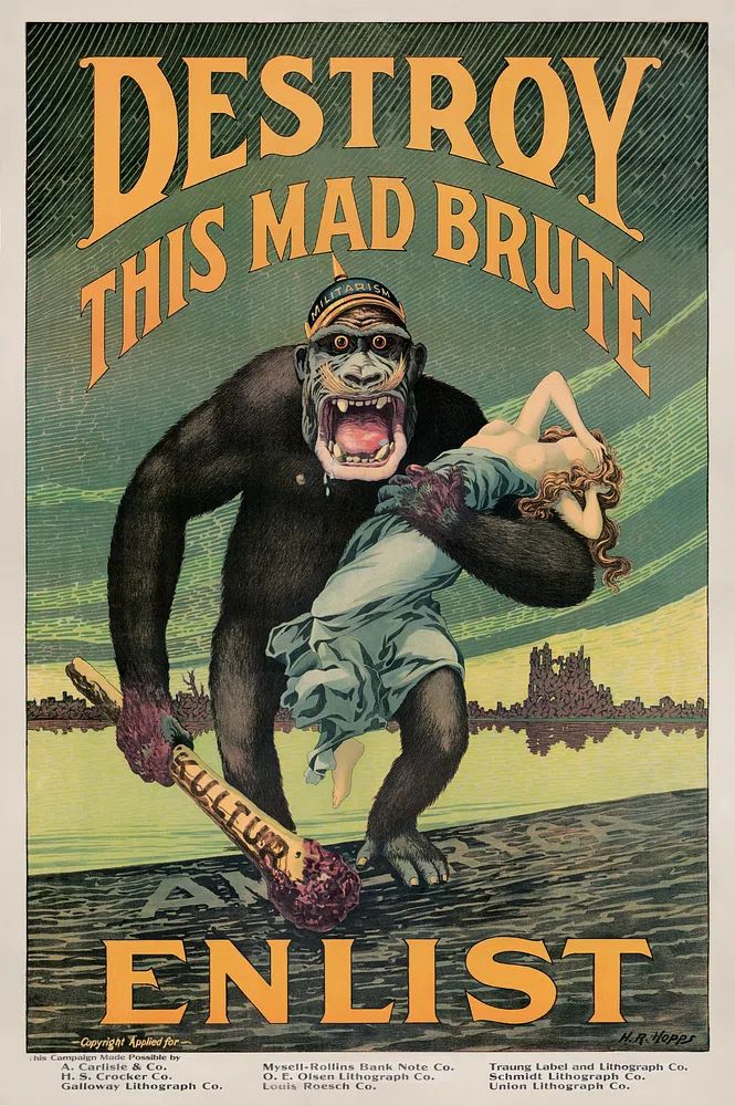 Aesthetic lithograph gorilla. poster detail