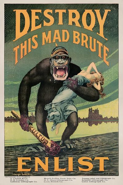 Aesthetic lithograph gorilla. poster print
