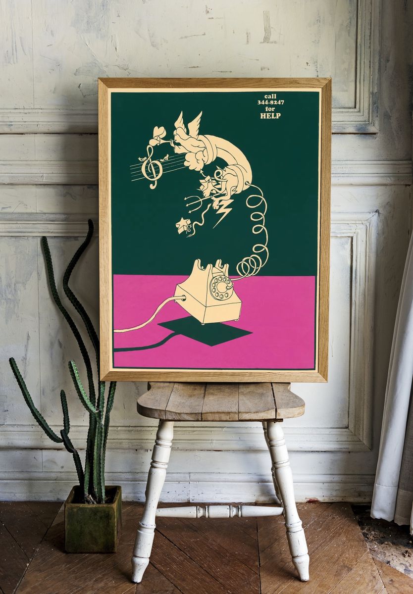 Vintage Telephone Art Print. — room view 1