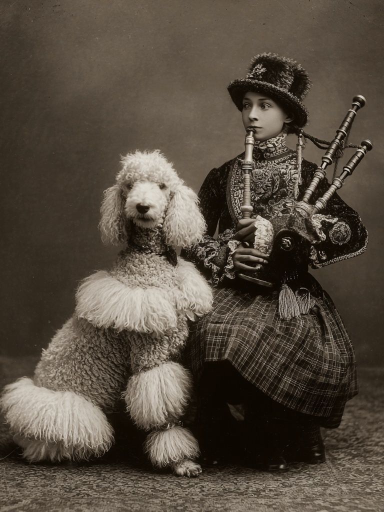 Victorian Poodle Portrait Print. poster detail