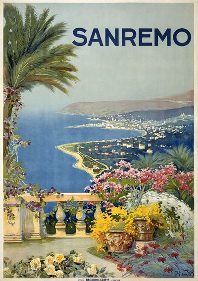Sanremo Vintage Travel Poster. poster print