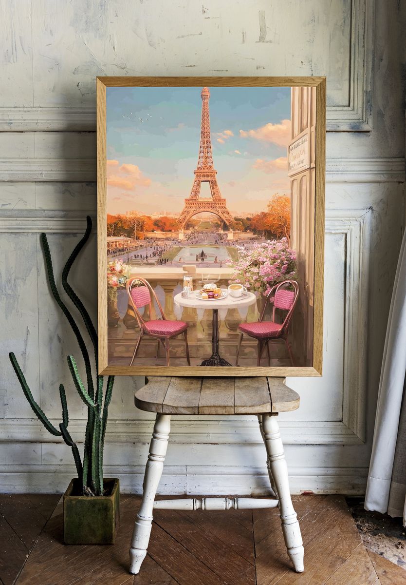 Eiffel Tower Café — Vintage Print room preview