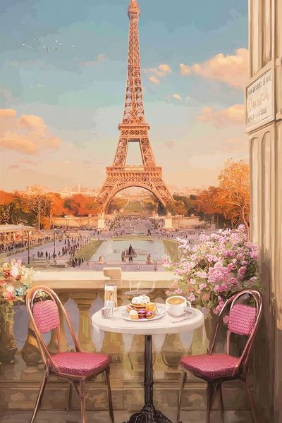 Eiffel Tower Café — Vintage Print. poster