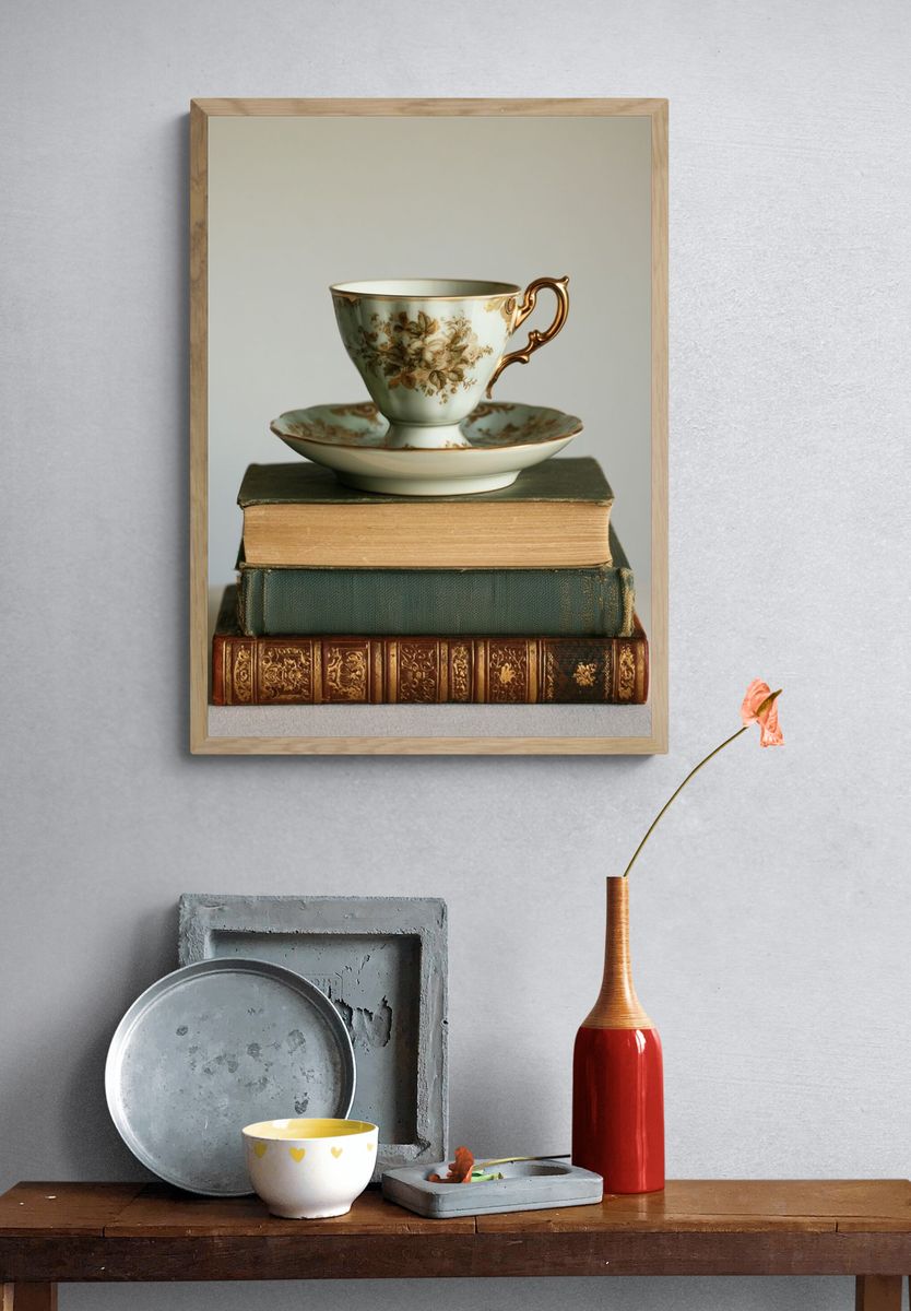 Vintage Teacup Still Life Print. — room view 3