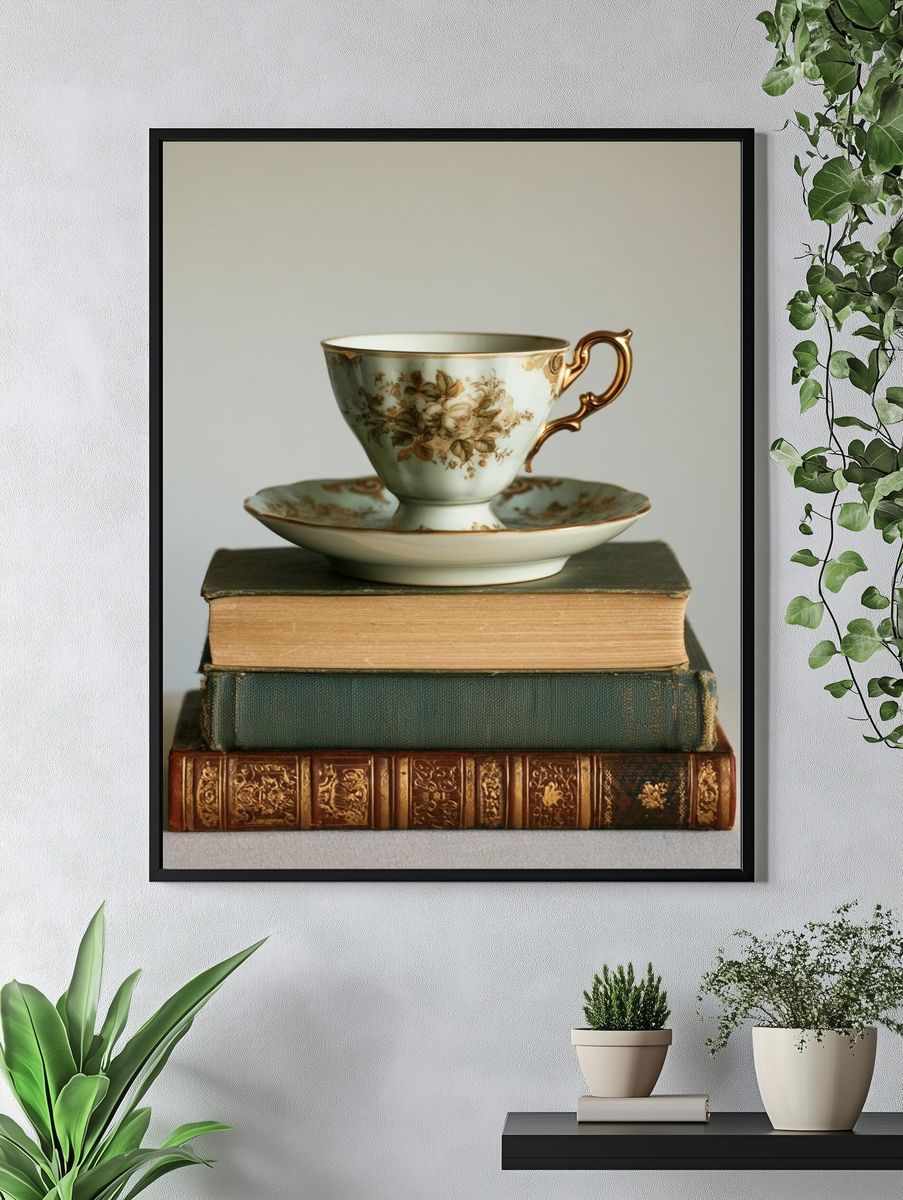 Vintage Teacup Still Life Print. — room view 4