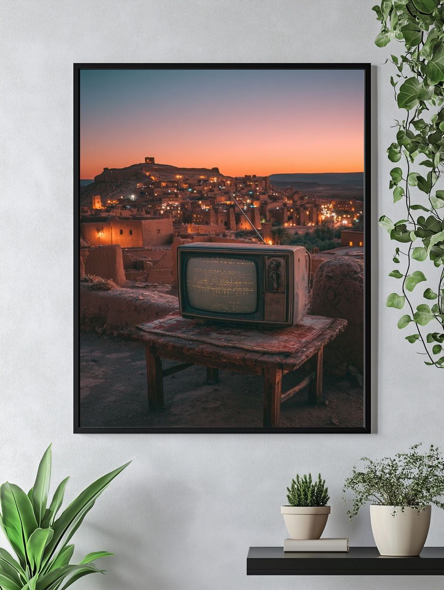 Vintage Television at Sunset — Photography Print. — room view 4