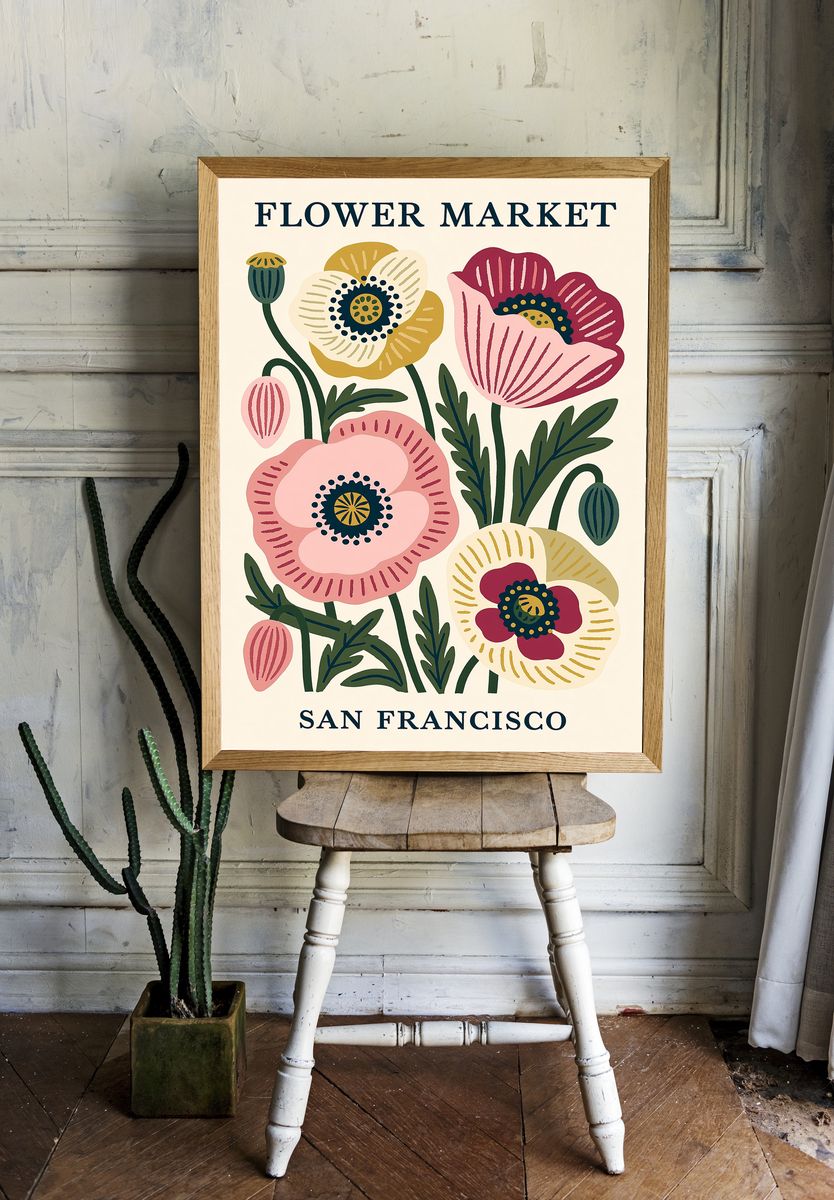 San Francisco Flower Market Print. room preview