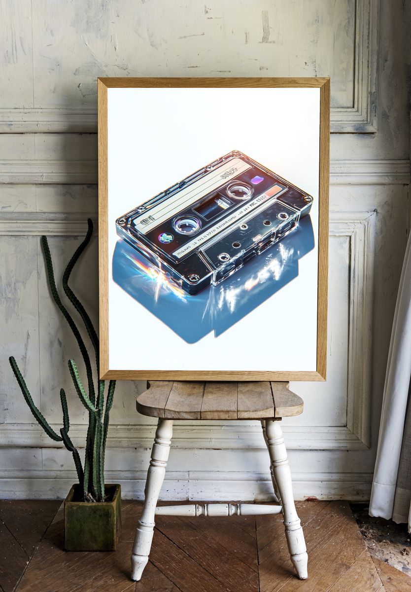 Cassette Tape Retro Poster. — room view 1