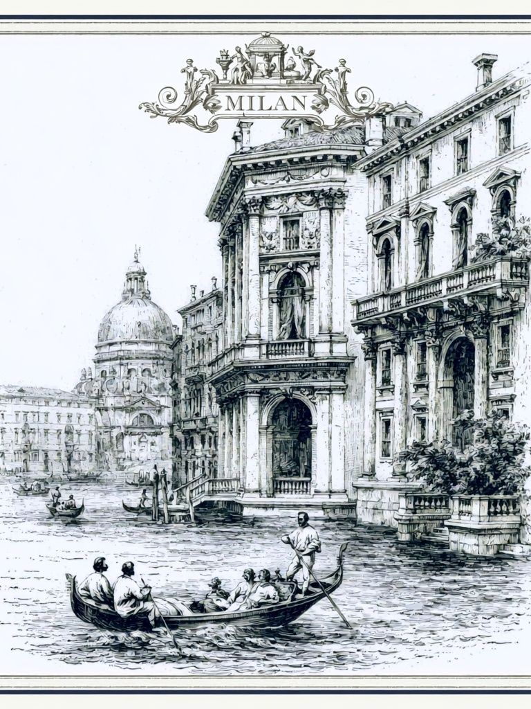 Milan Canal Scene Vintage Print. poster — vintage art