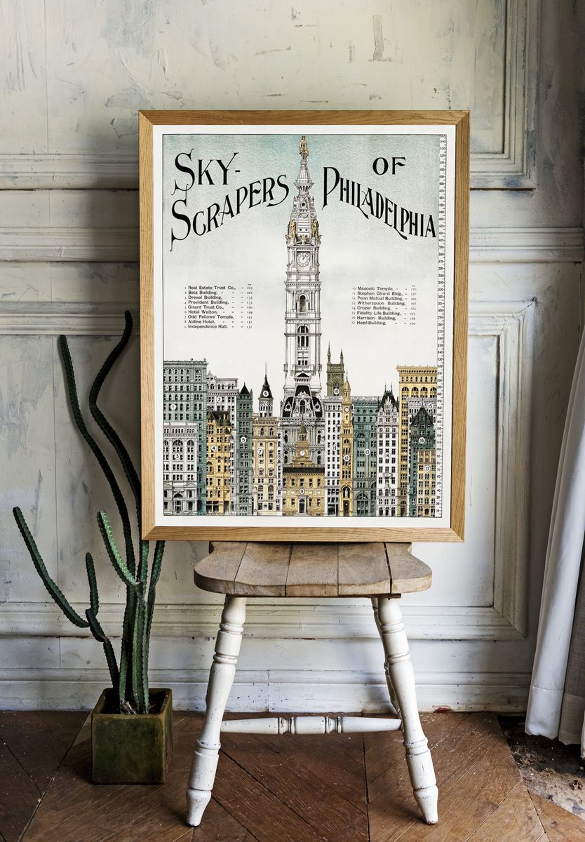 Sky-scrapers Philadelphia, aesthetic printing. Original. — room view 1