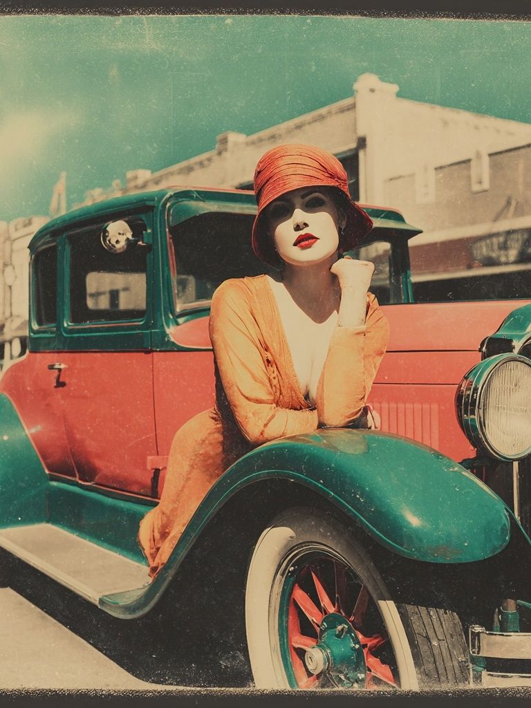 Vintage Flapper Car Poster. poster detail