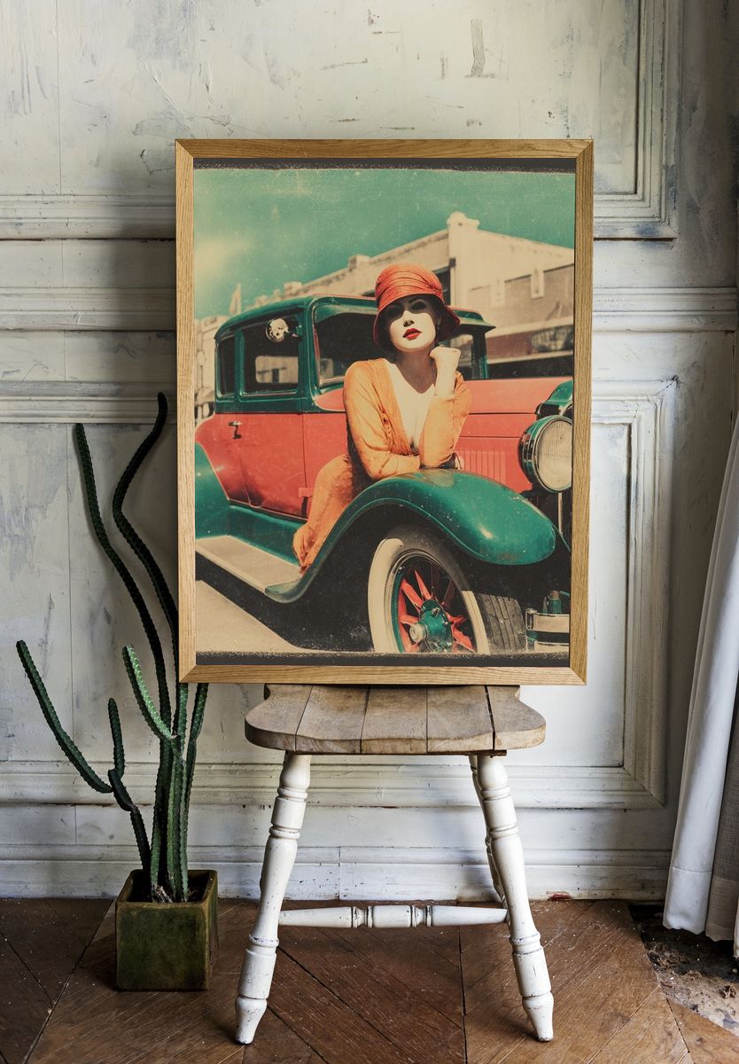 Vintage Flapper Car Poster. — room view 1