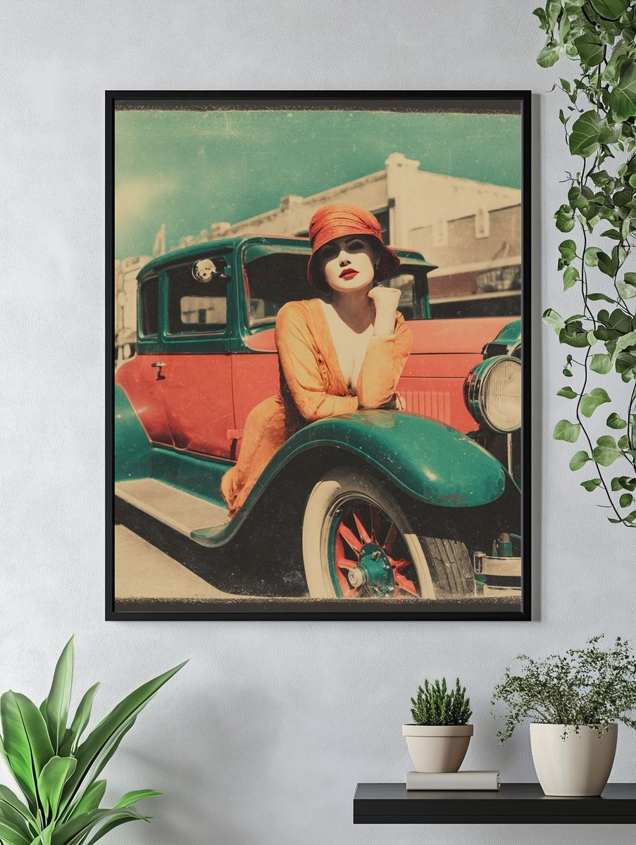 Vintage Flapper Car Poster. — room view 4