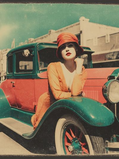 Vintage Flapper Car Poster. poster