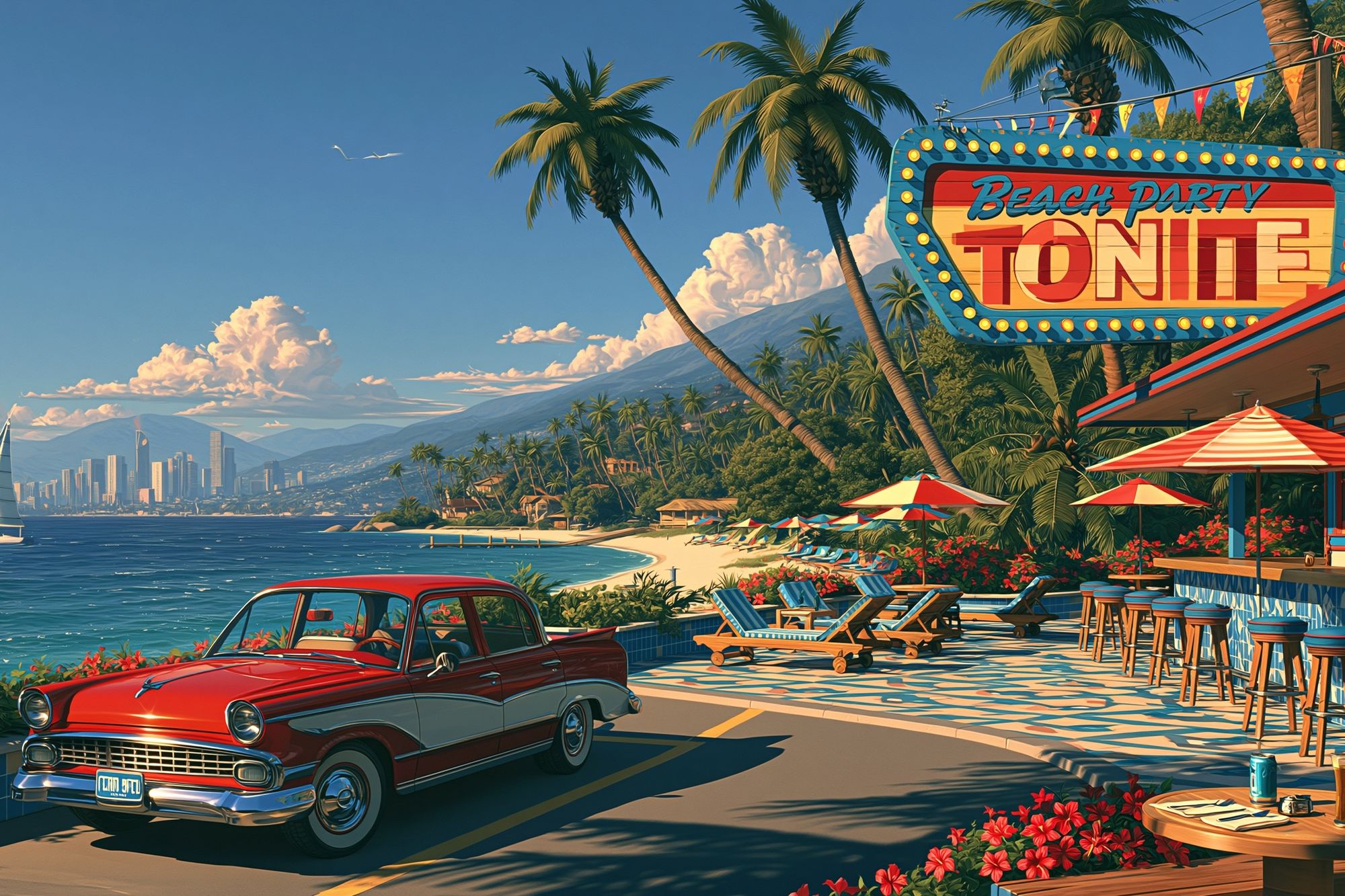 Beach Party Tonight Retro Print. poster detail