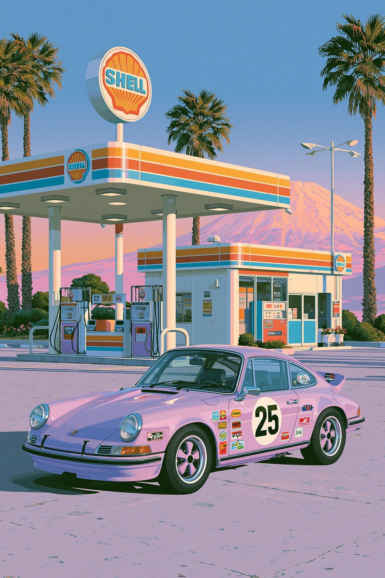 Retro Shell Gas Station Print. poster — vintage art
